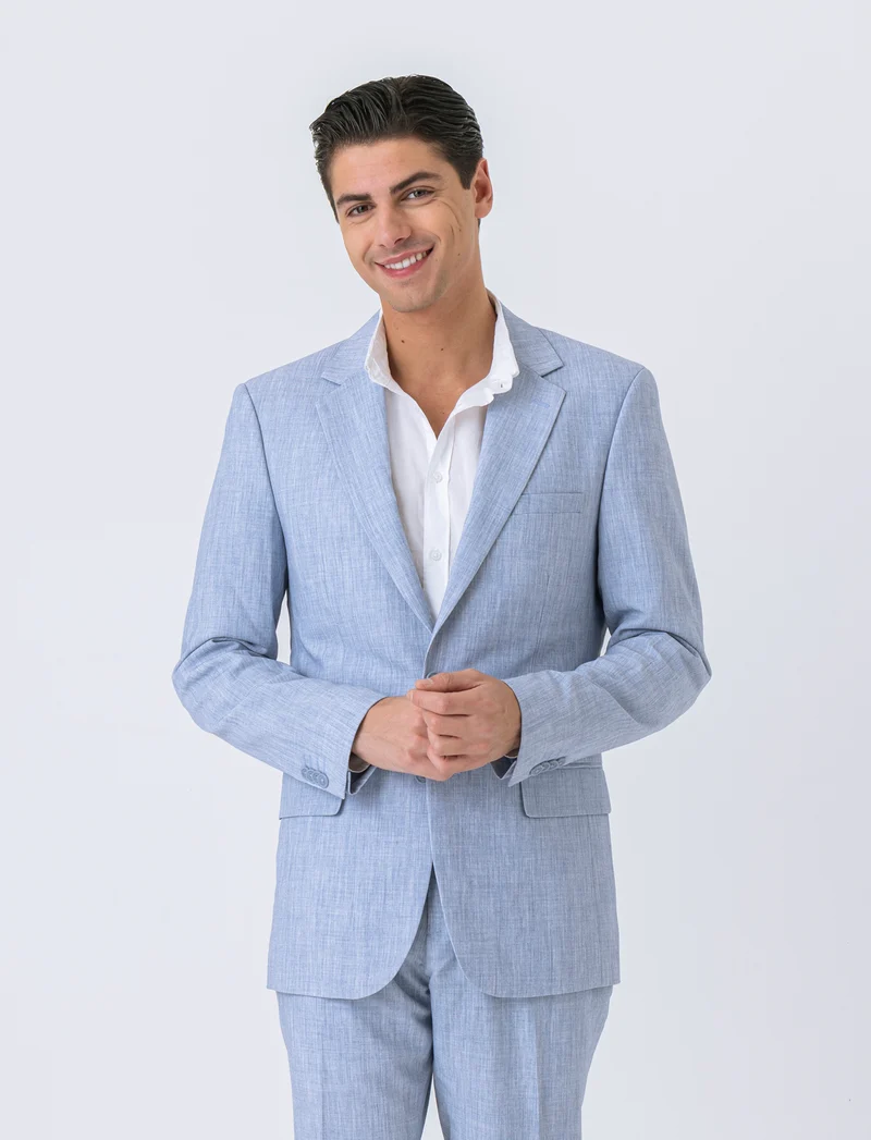 Pantaloni da completo effetto lino da uomo - Blu