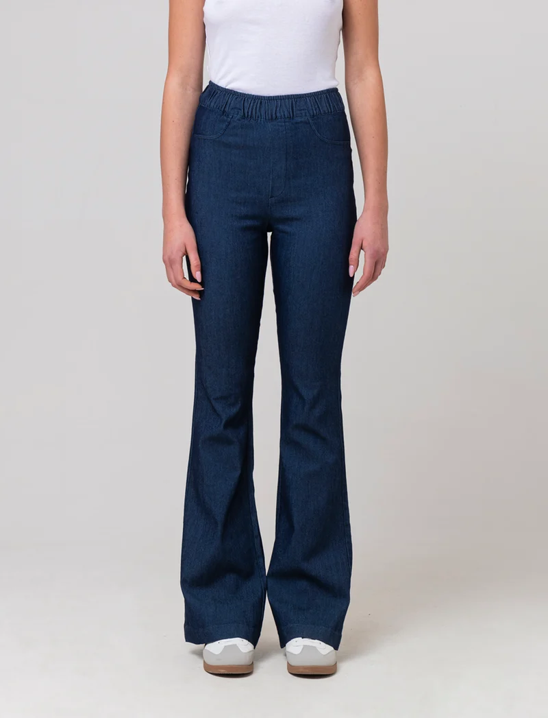 Pantalone a zampa da donna - DENIM SCURO