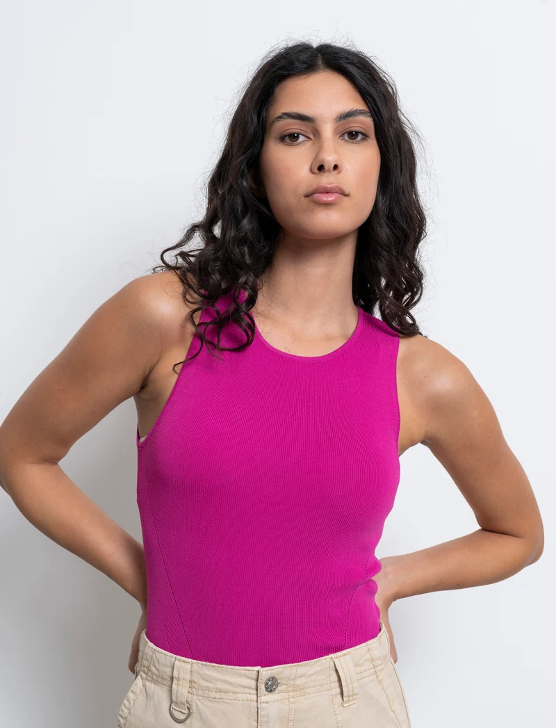 Top in maglia da donna - Fuxia