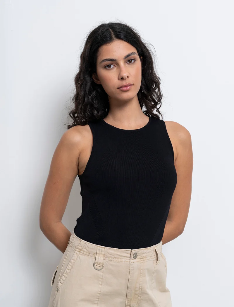 Top in maglia da donna - Nero