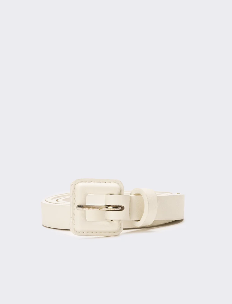 Cintura donna con fibbia rivestita - Bianco