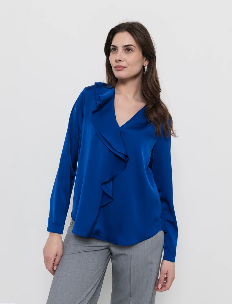 Casacca con rouches - Blu