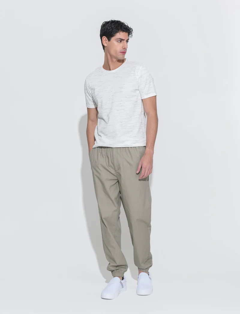 Pantaloni in cotone con vita jogger da uomo - Verde salvia
