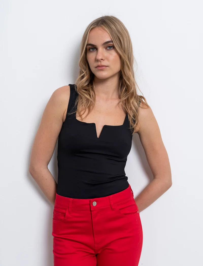 Top con spallina larga da donna - Nero