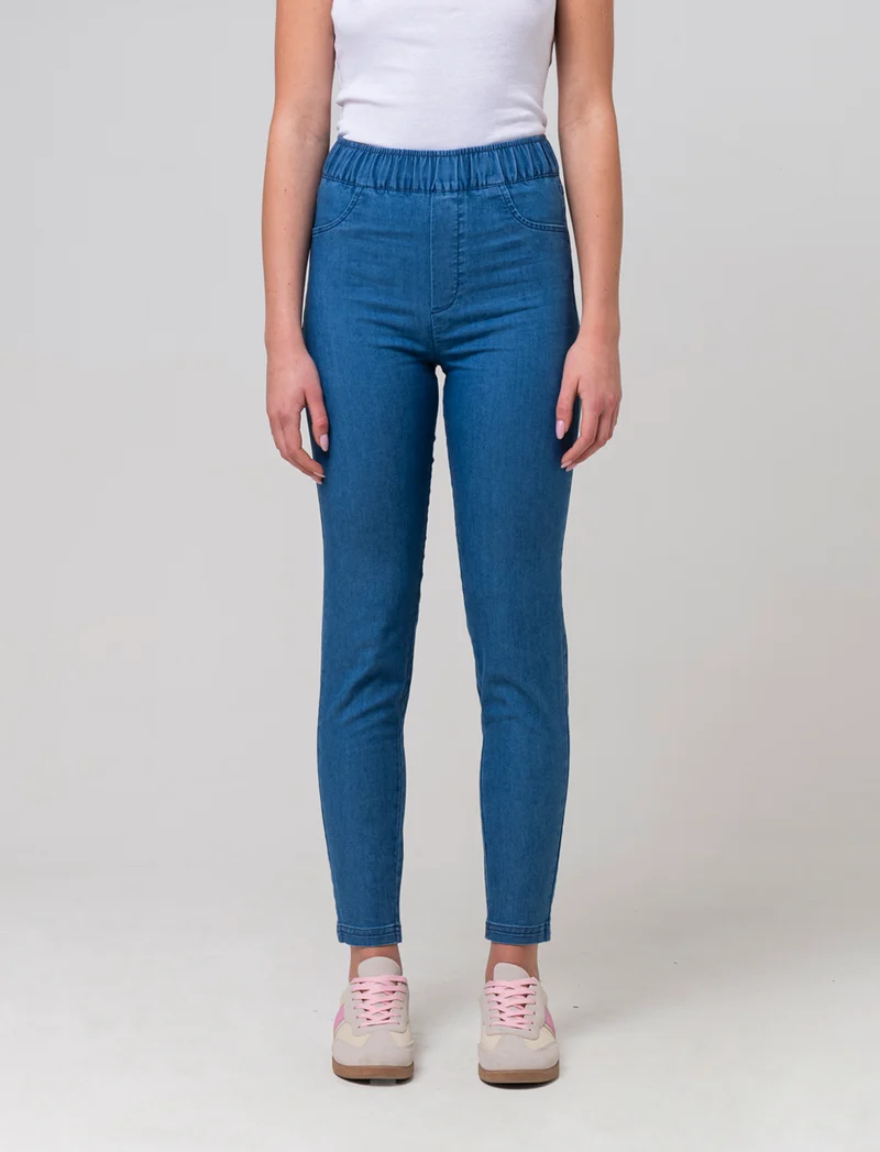 Pantalone con elastico in vita da donna - Denim