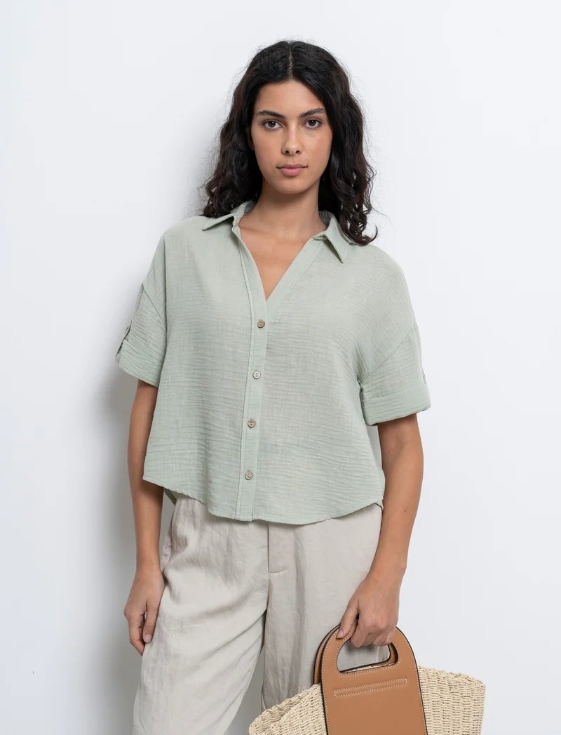 Camicia manica corta da donna - Verdino