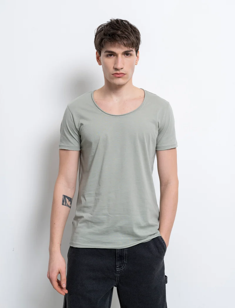 T-shirt scollo ampio regular fit da uomo - Verde