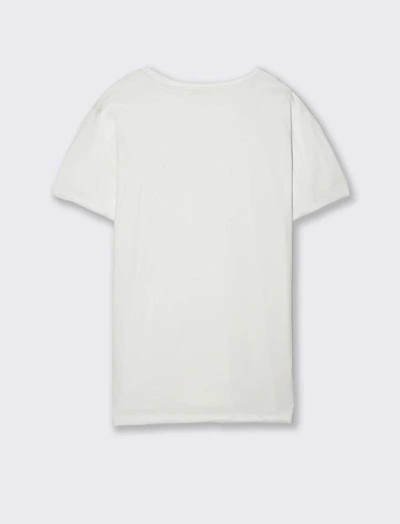 T-shirt scollo ampio regular fit da uomo - Bianco