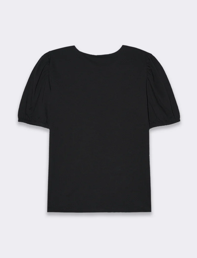 T-shirt con manica a sbuffo da donna - Nero